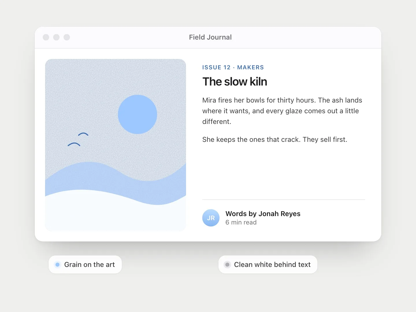 Texture: a subtle paper grain behind an illustration, kept away from body text.